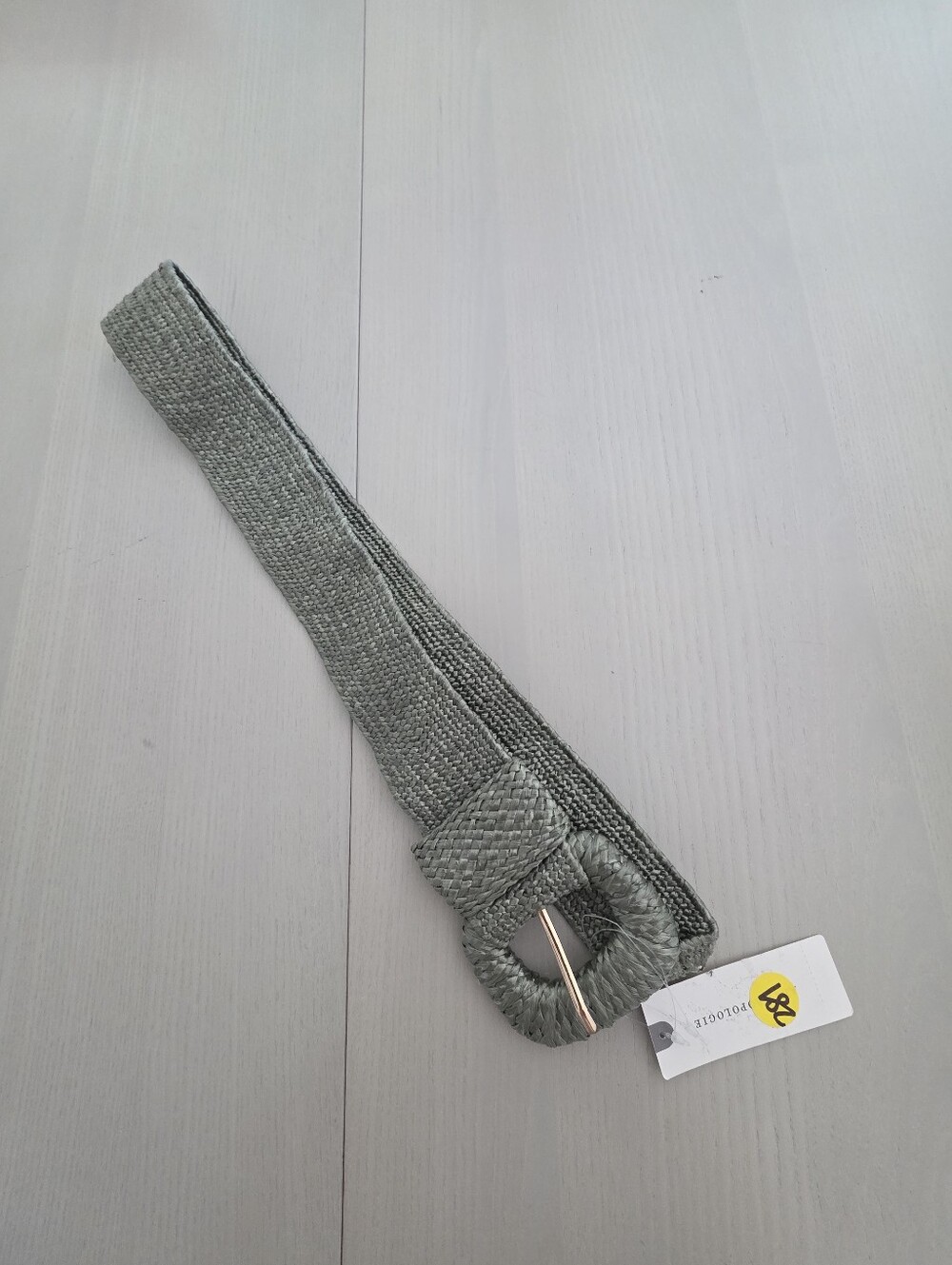 Anthropologie Raffia-Wrapped Stretch Waist Belt - Green Olive Sz S $58 - Picture 3 of 9
